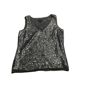Fancy 2P Talbots Silver Gray Bling Party Formal Sequin V-Neck Cami Tank ✨💎